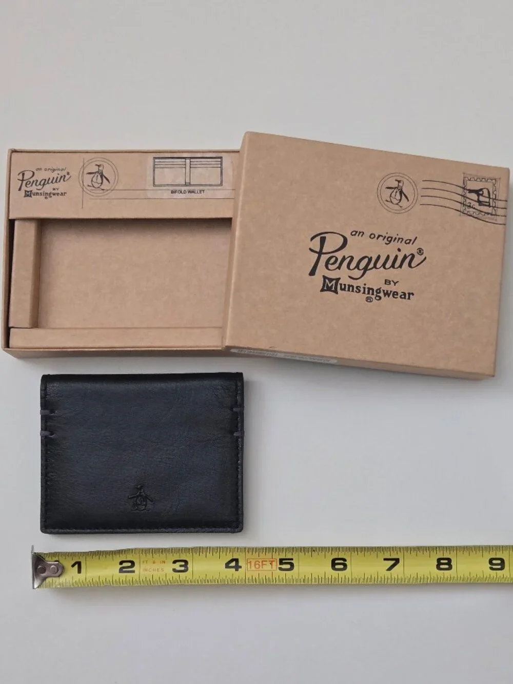 New Original Penguin by Munsingwear Men's Leather Bifold Wallet, Black
